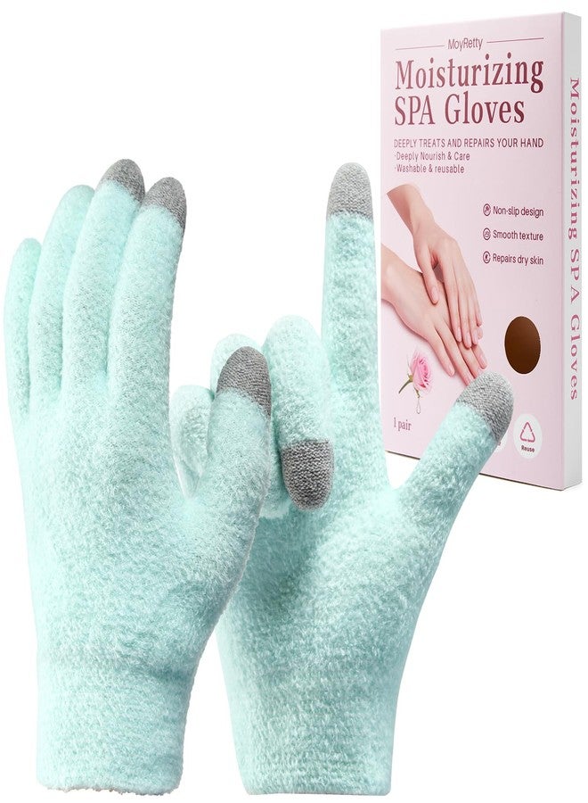 MoyRetty Touchscreen Silicone Moisturizing Gloves for Dry Hands Overnight, Reusable Hand Spa Gloves with Vitamin E & Jojoba Oil(Green) - Image 1