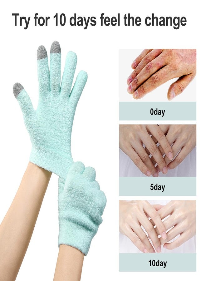 MoyRetty Touchscreen Silicone Moisturizing Gloves for Dry Hands Overnight, Reusable Hand Spa Gloves with Vitamin E & Jojoba Oil(Green) - Image 3