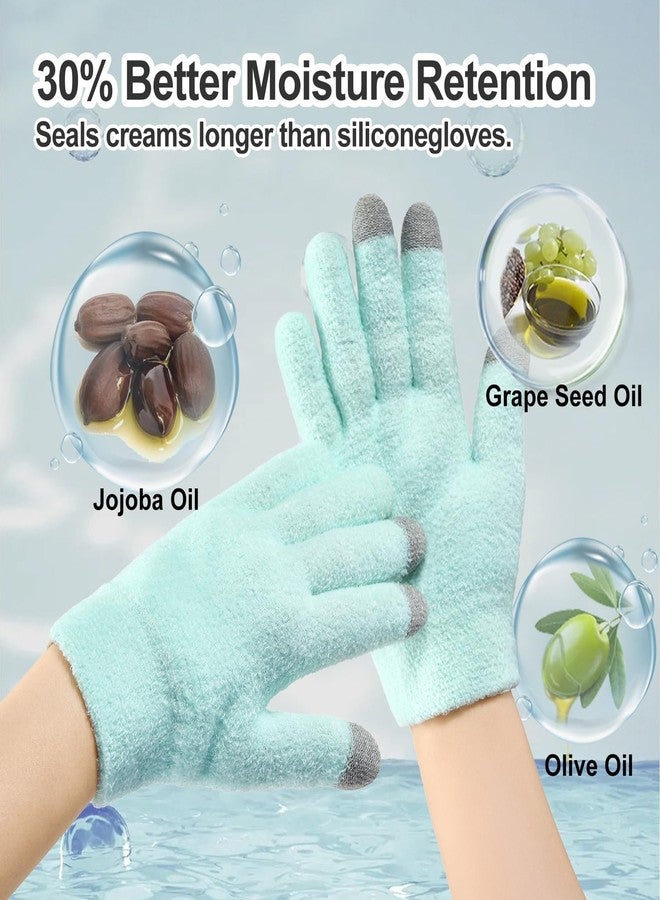 MoyRetty Touchscreen Silicone Moisturizing Gloves for Dry Hands Overnight, Reusable Hand Spa Gloves with Vitamin E & Jojoba Oil(Green) - Image 4