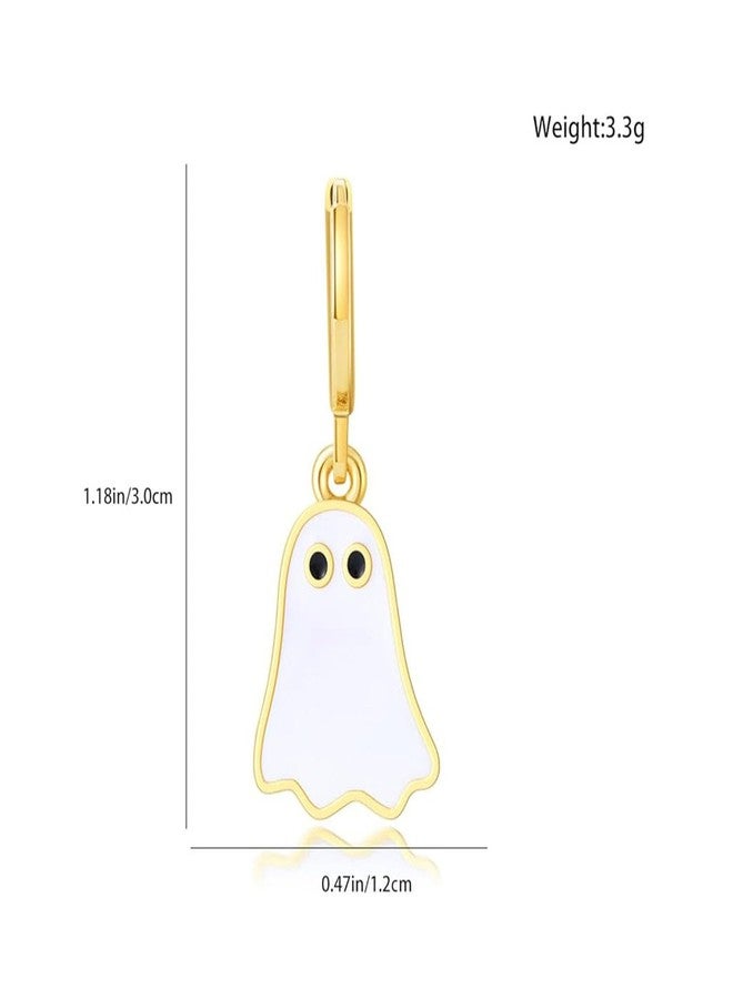 TACBSP Gold Ghost Huggie Hoop Earrings - Cute Halloween Drop Earrings - Image 3