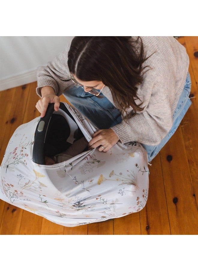 Pobibaby Pobi Baby Premium Multi-Use Cover - Nursing Cover, Baby Car Seat Covers, Shopping Cart, High Chair, and Breastfeeding Cover - Ultra-Soft, Stretchy, Floral Scarf for Baby and Mom (Wildflower) - Image 3