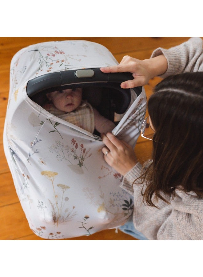 Pobibaby Pobi Baby Premium Multi-Use Cover - Nursing Cover, Baby Car Seat Covers, Shopping Cart, High Chair, and Breastfeeding Cover - Ultra-Soft, Stretchy, Floral Scarf for Baby and Mom (Wildflower) - Image 2