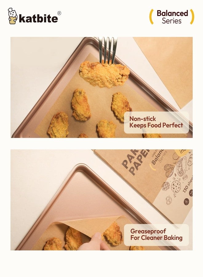 Katbite 130 Pcs Parchment Paper Sheets Balanced Series, 9x13 Inches Unbleached Baking Paper Non-Stick for Gently Baking, Pre-cut Parchment Paper Suitable for Baking, Cooking,Air Fryer - Image 3