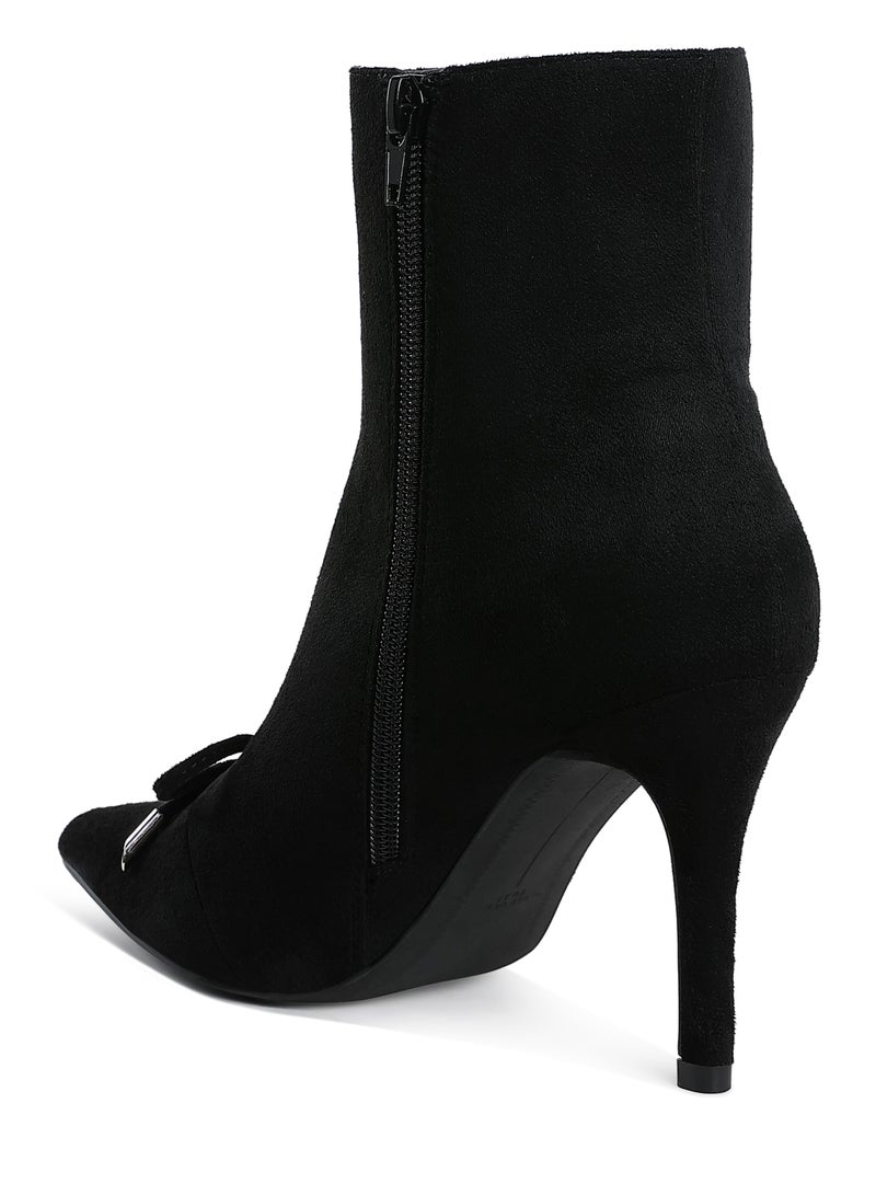 لندن راج أحذية الكاحل النسائية من لندن راغ باللون الأسود مزينة بفيونكة - Image 3