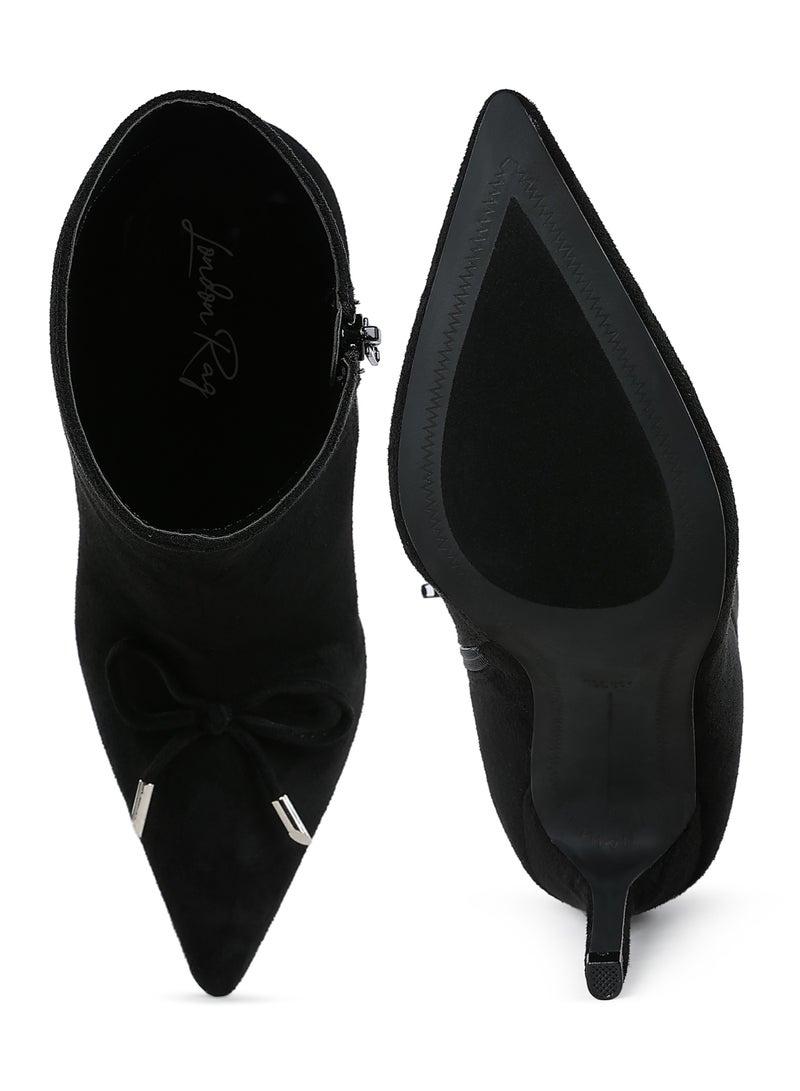 لندن راج أحذية الكاحل النسائية من لندن راغ باللون الأسود مزينة بفيونكة - Image 4