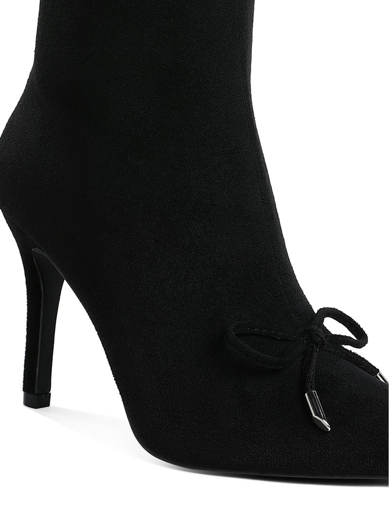 لندن راج أحذية الكاحل النسائية من لندن راغ باللون الأسود مزينة بفيونكة - Image 5