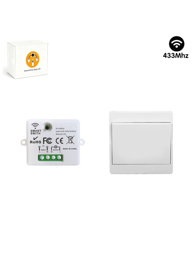 Wiring-Free Self-Powered Kinetic Energy Smart Wireless Switch Kit, Equipped with 433MHz RF Receiver, One Receiver Supports Up to 5 Switches, IP44 Waterproof, AC 85-240V - Image 1