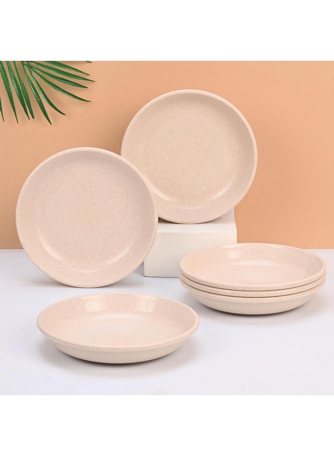 Eha Eha Earth-Friendly Small Plates Set for Snacks | Snacks Plates Set of 6 | Snacks Plates Made with Rice Husk Biocomposite | Microwave Safe Plates | Snack Plate Set for Kitchen| 6 inch | Sand Castle - Image 1