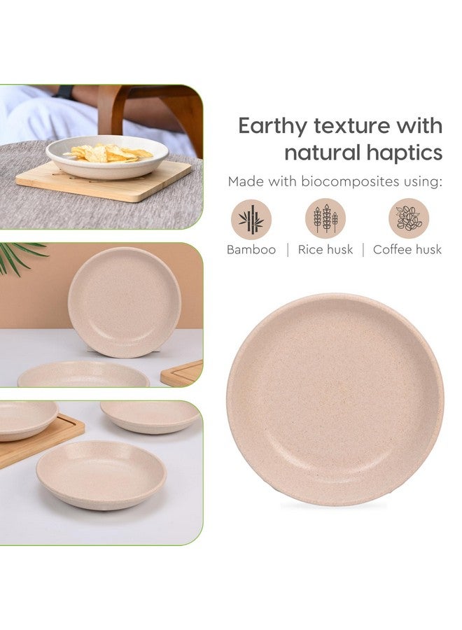 Eha Eha Earth-Friendly Small Plates Set for Snacks | Snacks Plates Set of 6 | Snacks Plates Made with Rice Husk Biocomposite | Microwave Safe Plates | Snack Plate Set for Kitchen| 6 inch | Sand Castle - Image 5