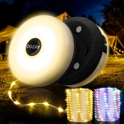 OGERY 2Pack Camping String Lights 328FT Rechargeable Christmas String Lights OutdoorIndoor 8 Modes 4in1 Quick Storage Fairy Lights Portable Lamp for Xmas Tree Decor Party Camping Essentials - Image 1