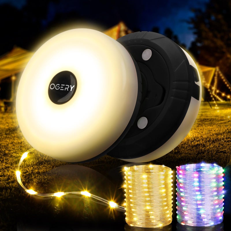 OGERY 2Pack Camping String Lights 328FT Rechargeable Christmas String Lights OutdoorIndoor 8 Modes 4in1 Quick Storage Fairy Lights Portable Lamp for Xmas Tree Decor Party Camping Essentials - Image 2