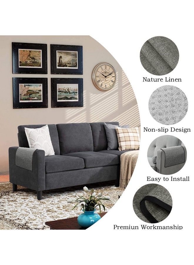 Zenhouse Sofa Arm Covers Linen Couch Arm Covers For Chairs And Sofa Couch Loveseat Armchair Covers Antislip Furniture Protector Armchair Slipcover For Living Room Set Of 2 Grey - Image 4