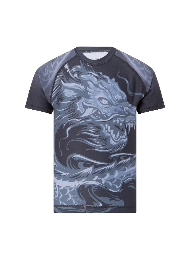 TATSU DRAGON RASHGUARD SHORT SLEEVE GREY - Image 1