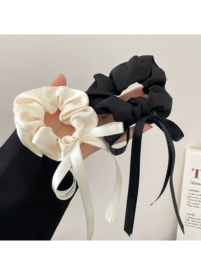 Goolsky Elegant 2pcs Set: Chic Bowknot Ribbon Hair Ties - Soft Fabric, Solid Color, Perfect for Women & Girls  - Image 4