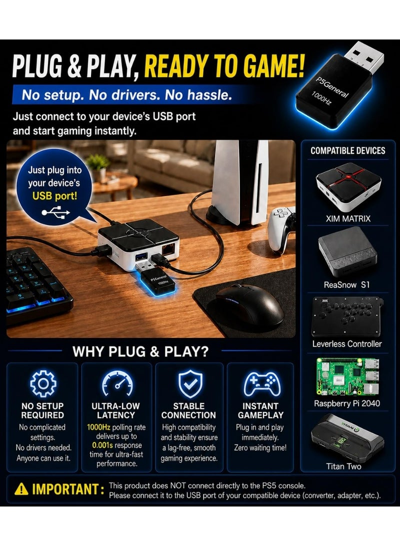 المنقذ محول Besavior P5General USB لمحاكاة ألعاب PS5 - متوافق مع XIM Matrix وREASNOW Converter ووحدات تحكم الألعاب المختلفة لتشغيل جميع ألعاب PS5 - Image 5