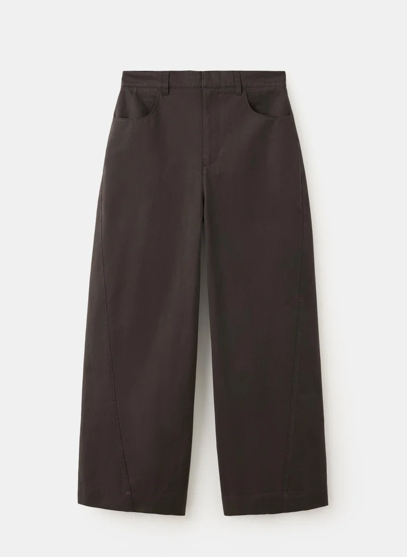 Mango 32-CHOCOLATE Mid-Rise Balloon Trousers for Women | Best Price UAE