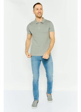 Threadbare Men Regular Fit Ribbed Short Sleeves Polo Shirt, Grey  - Image 4