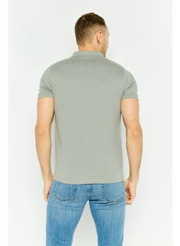 Threadbare Men Regular Fit Ribbed Short Sleeves Polo Shirt, Grey  - Image 2