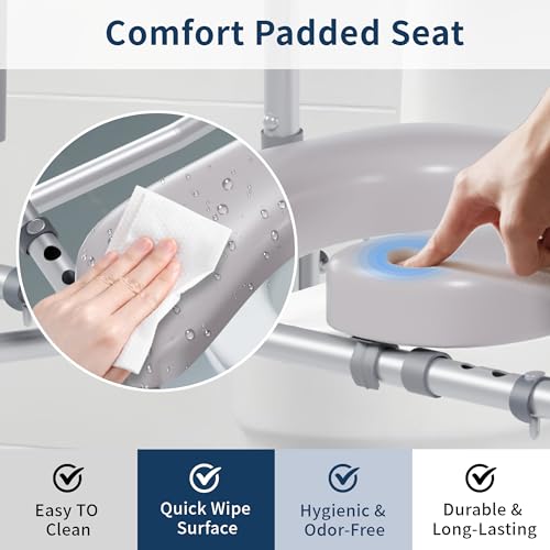 UNLICON Raised Toilet Seat with Handles, Toilet Seat Riser for SeniorsAdjustable Height & Width, 450lb Raised Toilet Seat with Handles for Elderly, Handicap, Elevated, Pregnant, Fit Any Toilet - Image 5