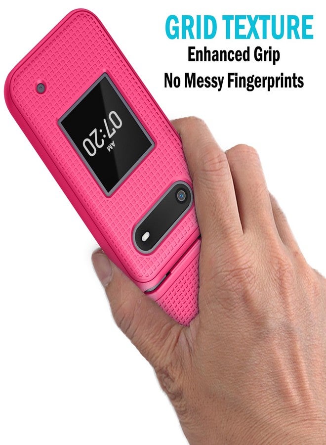 نيكيد سيل فون جراب Nakedcellphone لهاتف نوكيا 2760 و2780 القابل للطي، غطاء حماية صلب رفيع بنمط شبكي لهواتف Tracfone N139DL وTA-1398 وTA-1451 وTA-1420 - لون وردي فاقع - Image 2