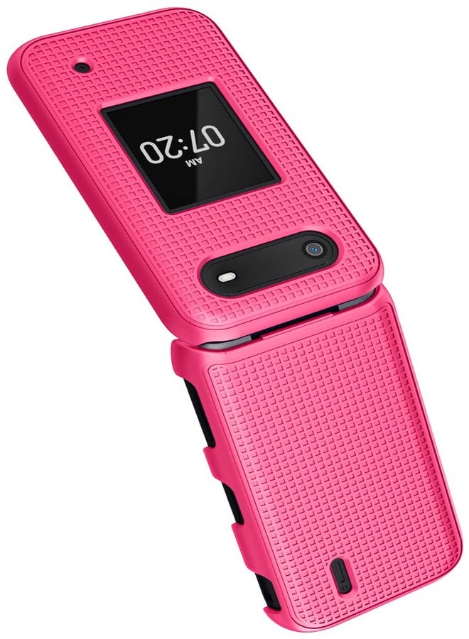 نيكيد سيل فون جراب Nakedcellphone لهاتف نوكيا 2760 و2780 القابل للطي، غطاء حماية صلب رفيع بنمط شبكي لهواتف Tracfone N139DL وTA-1398 وTA-1451 وTA-1420 - لون وردي فاقع - Image 5