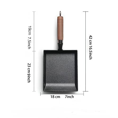 LI-GELISI Pre-Seasoned Cast Iron Tamagoyaki Pan - 9x7 Inch Japanese Rolled Omelet Pan, Non-Stick & Rust-Resistant, Ready to Use with Wood Handle, Works on All Stovetops, Camping & Kitchen - Image 2