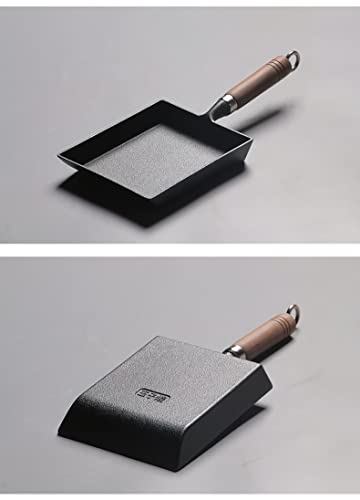 LI-GELISI Pre-Seasoned Cast Iron Tamagoyaki Pan - 9x7 Inch Japanese Rolled Omelet Pan, Non-Stick & Rust-Resistant, Ready to Use with Wood Handle, Works on All Stovetops, Camping & Kitchen - Image 5
