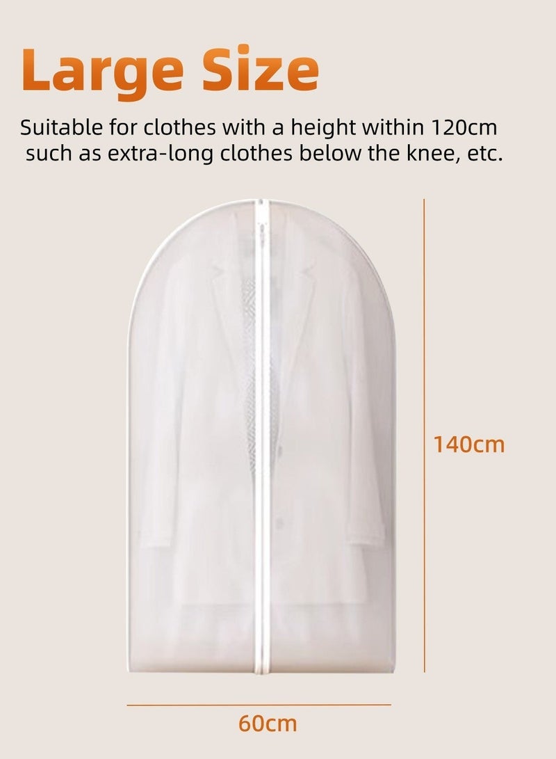 5-Pack Garment Cover 140×60cm Long Dress Organizer Suit Cover Cloth Cover Wardrobe Organizer with Zipper Semi-Transparent Breathable Garment Bag for Kandura, Gowns, Dresses, Party Outfits - Image 4
