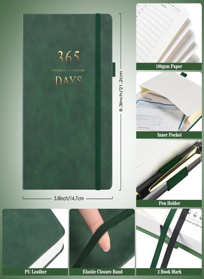 Asten Planner, Undated Daily Planner with To Do List, 365 Days Planner for ADHD, Hourly Planner Notebook for Goal Setting, Productivity Organizer with Calendar, 8.3'' x 5.8''(Green) - Image 4