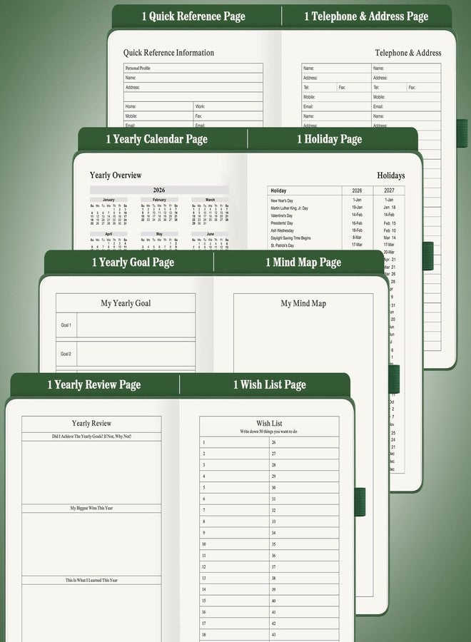 Asten Planner, Undated Daily Planner with To Do List, 365 Days Planner for ADHD, Hourly Planner Notebook for Goal Setting, Productivity Organizer with Calendar, 8.3'' x 5.8''(Green) - Image 5
