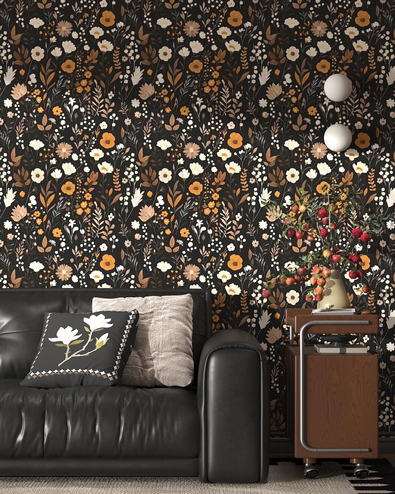 tiltil Peel and Stick Wallpaper Vintage Contact Paper Boho 17.7"x78.8" Gold Leaf Self-Adhesive Wallpaper Removable Decorative Contact Paper for Cabinets and Drawers Bathroom Wallpapers Vinyl Roll - Image 3