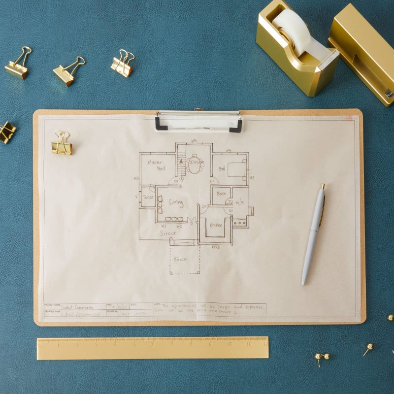 Juvale Clipboard - 11.5 x 17.4 in, Brown MDF, 4-Pack - Wood Clipboard Set with Low-Profile Metal Clip & Retractable Hook - Oversized & Portable for Drafting Board & Sketch Board Use - Image 2