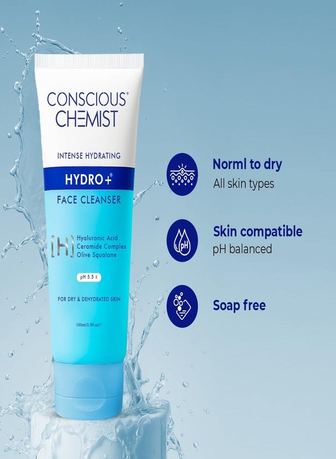 CONSCIOUS CHEMIST غسول وجه لطيف من كونشس كيميست® للبشرة الجافة | 100 مل | منظف مرطب للوجه مع حمض الهيالورونيك، السيراميدات ومستخلص الجينسنغ، يعالج البشرة الباهتة والجافة للنساء والرجال - هيدرو+ - Image 5