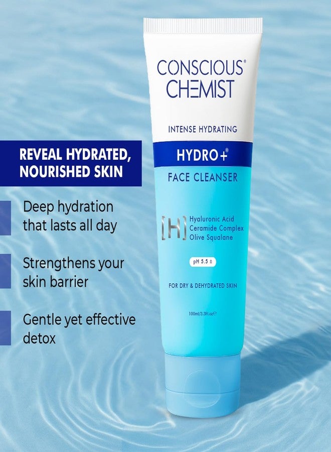 CONSCIOUS CHEMIST غسول وجه لطيف من كونشس كيميست® للبشرة الجافة | 100 مل | منظف مرطب للوجه مع حمض الهيالورونيك، السيراميدات ومستخلص الجينسنغ، يعالج البشرة الباهتة والجافة للنساء والرجال - هيدرو+ - Image 3