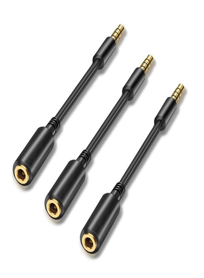 WILLIZTER كابل تمديد سماعة الرأس TRRS AUX 4 قطب من WILLIZTER 3 عبوات 3.5 مم محول استريو لجهاز اللابتوب والهاتف 3.88 بوصة - Image 1