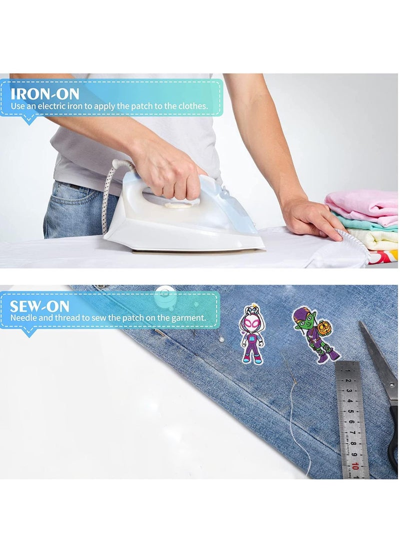 KASTWAVE Iron on Patches for Clothing, 20 Pieces Decorative Patches Patches for Backpacks Embroidered Iron on/Sew on Decorative Applique Patch Patches for Clothing Jeans, Jackets, Shirts, Bag, Caps - Image 3