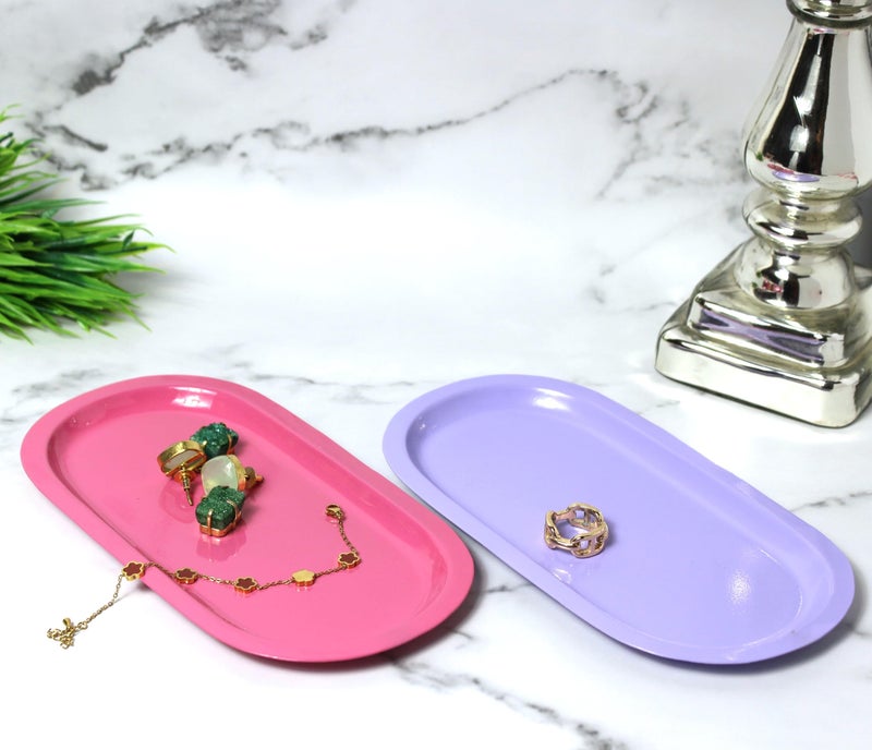 Del Hogar Pastel Duo Accessory Trays - Pink & Purple Tray Set - Image 1