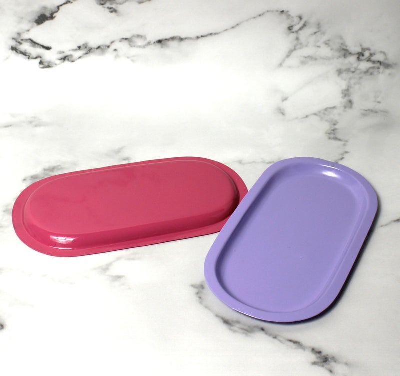 Del Hogar Pastel Duo Accessory Trays - Pink & Purple Tray Set - Image 3