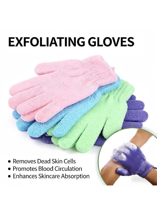 LUMYA 4Pairs Exfoliating Gloves, Body Scrub Gloves, Reusable Bath Gloves for Shower, Natural Loofah Exfoliating Wash Gloves for Body, Nylon Double Sided Deep Cleansing Dead Skin Remover, Premium Scrub Wash Mitt for Shower, Spa, Massage, Skin Exfoliator, Bathing Scrubber Exfoliation Mitt for Women Men Adults Kids (Multicolour) - Image 2