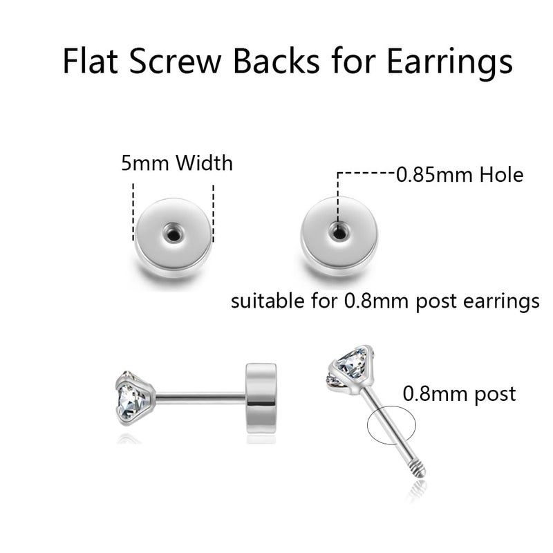Renkovte Hypoallergenic Screw Backs Replacement for Flat Back Stud Earrings, Easy to Screw On Stainless Steel Flat Backs, 5mm, 0.8mm Hole, 10PCS,18K Gold Color - Image 2