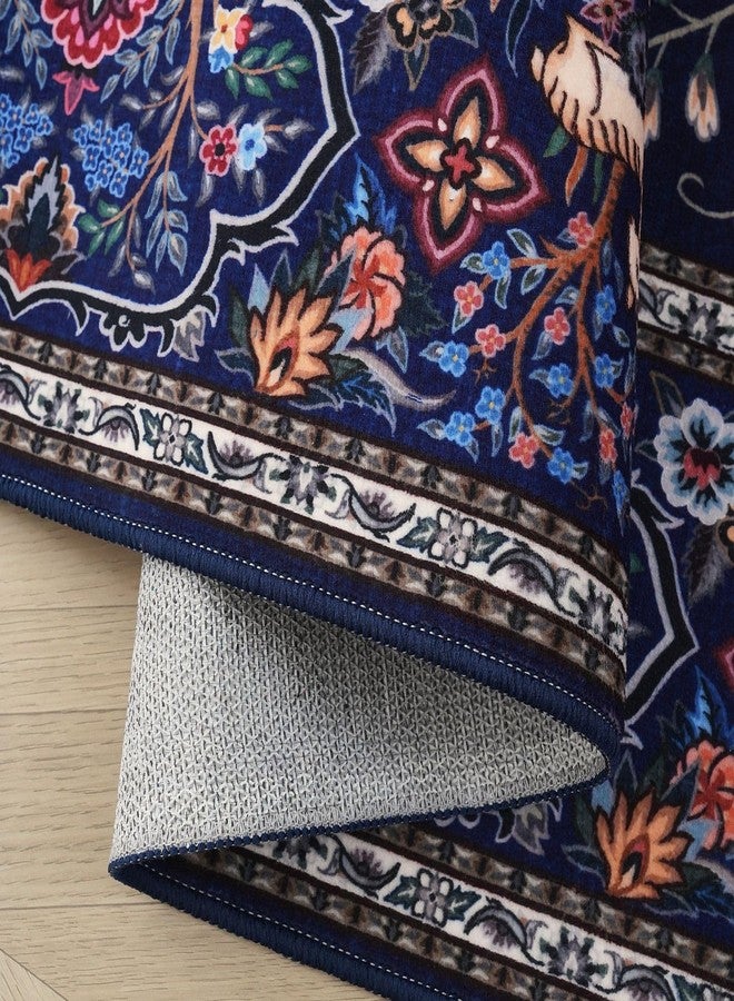 Rugcomf Runner Rug 2x6 Vibrant Tree of Life-Patterned Vintage Kitchen Rugs Non Slip Washable Soft Carpet Runner for Laundry Bedroom Bathroom, Blue - Image 5