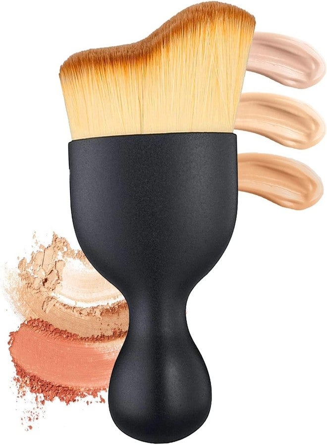 JHEPCOIN Foundation Makeup Brush, Travel Foundation Brush for Blending Liquid, Cream or Powder Cosmetics, Portable Face & Body Makeup Brush, with Protective Case (Black) - Image 1