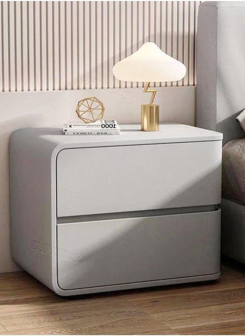 Modern High Gloss Nightstand Left Side Bedside Table with 2 Storage Drawers Solid Wood Bedside End Table 45 x 40 x 45 cm (Fully Assembled)