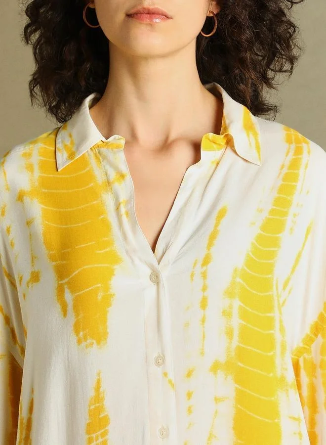 Dennis Lingo Yellow Printed Shirt for Women - Oversized Fit, Vibrant