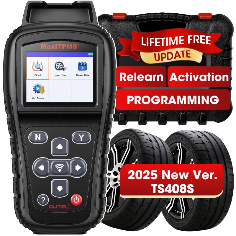 Autel Autel MaxiTPMS TS408S 2025 TPMS Relearn Tool Work as TS501 PRO TS508WIF MK808STS MP900TS OBD II Programming for Autel MXSensor OEM Sensor315 433Mhz Relearn Activation Reset Read Clear DTCs