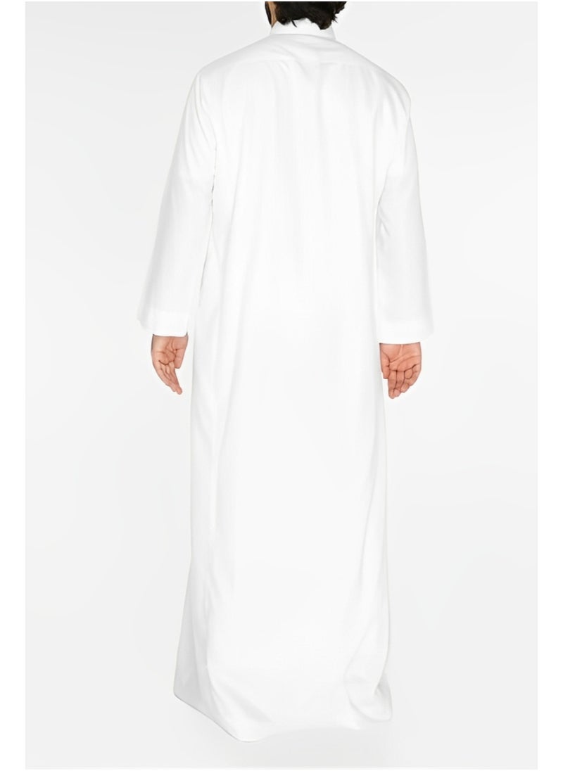 Al othaiman Men’s Traditional Saudi Thobe | Hand-Stitched Kandora Jubba | Premium Japanese Fabric | Band Collar with Open Placket | 3 Pockets  - Image 3