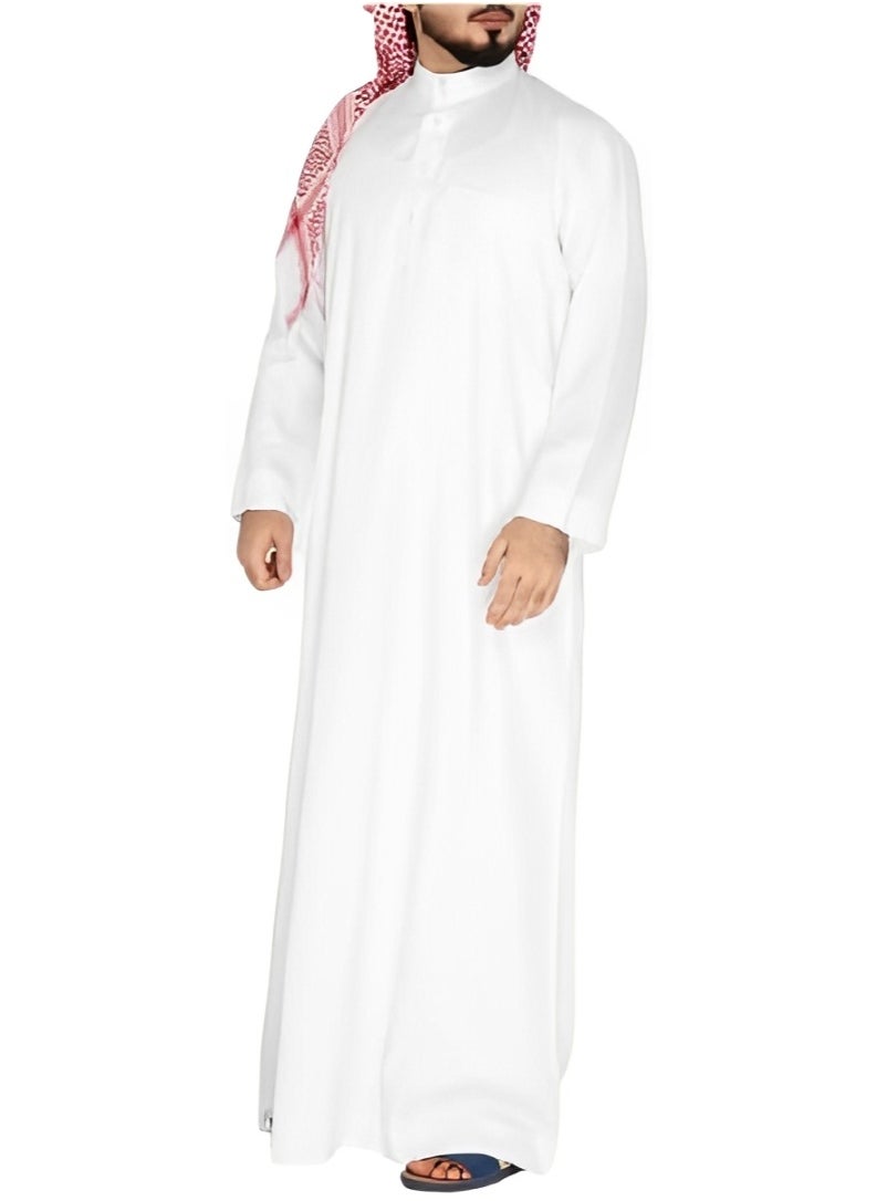 Al othaiman Men’s Traditional Saudi Thobe | Hand-Stitched Kandora Jubba | Premium Fabric | Band Collar with Open Placket | 3 Pockets  - Image 2