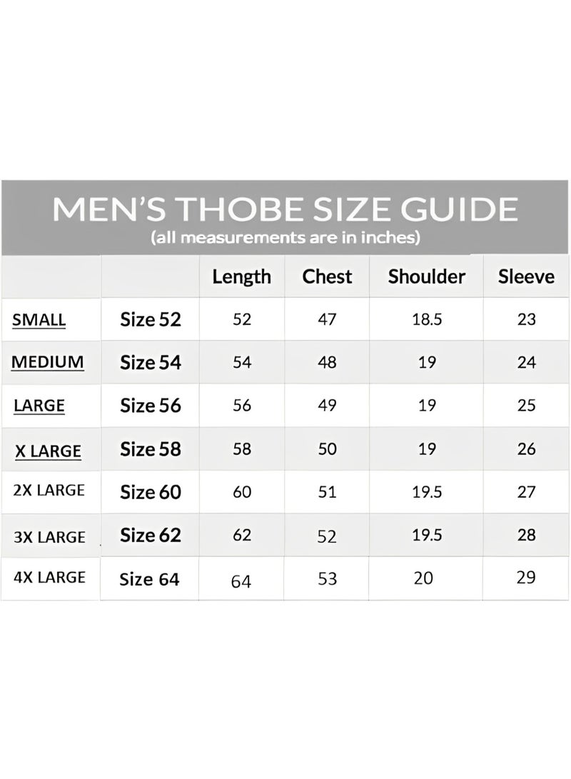 Men’s Traditional Saudi Thobe | Hand-Stitched Kandora Jubba | Premium Fabric | Band Collar with Open Placket | 3 Pockets