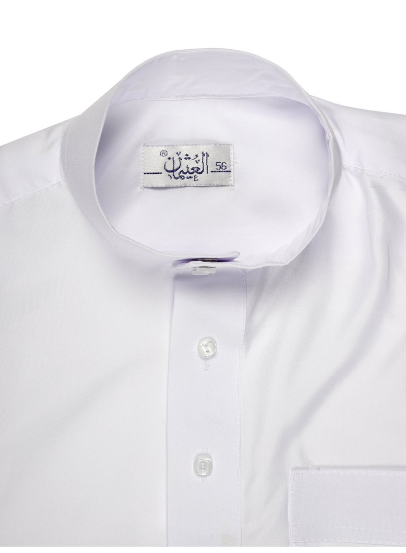 Men’s Traditional Saudi Thobe | Hand-Stitched Kandora Jubba | Premium Fabric | Band Collar with Open Placket | 3 Pockets