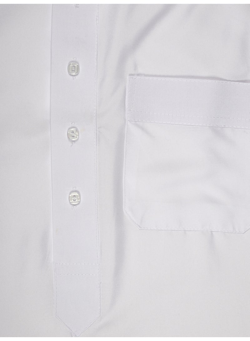 Men’s Traditional Saudi Thobe | Hand-Stitched Kandora Jubba | Premium Fabric | Band Collar with Open Placket | 3 Pockets